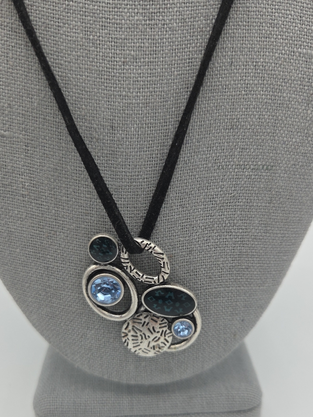 5 for $25! Lia Sophia Silver-Tone Blue Stone Pendant Necklace